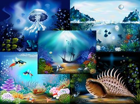 绚丽海底世界矢量图下载